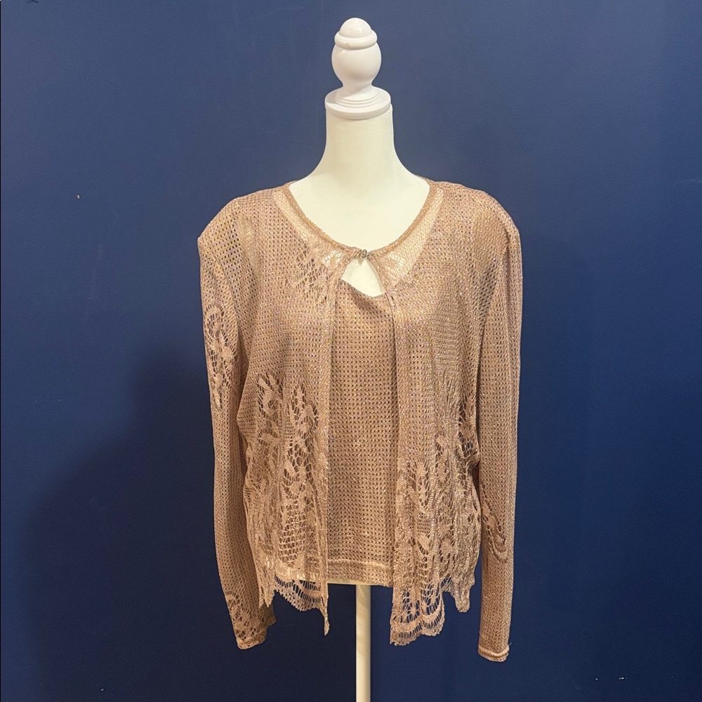 Chic Tan Sleeveless Tank Top with Long Sleeve Cardigan